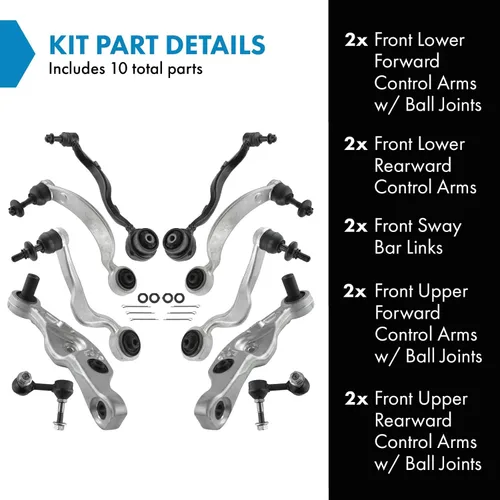 Miniatura 2 de TRQ Kit de suspensión delantera, brazo de control de brazo de control con rótula estabilizador de barra estabilizadora compatible con Lexus LS460