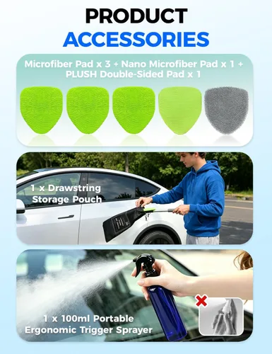 Miniatura 5 de XINDELL Herramienta de Limpiador de Parabrisas – Kit de Limpieza de Ventanas Interiores de Coche con Mango Extensible y 4 Almohadillas