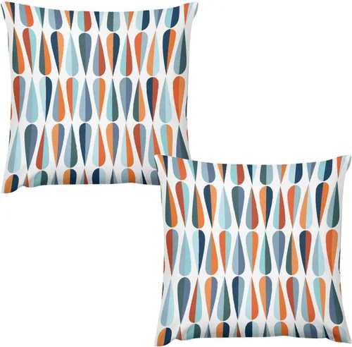 Miniatura 40 de Juego de 2 fundas de almohada florales retro de los años 70, Groovy Funky Hippie Flor Naranja Estética Boho Fundas de Almohada de 16 x 16 pulgadas