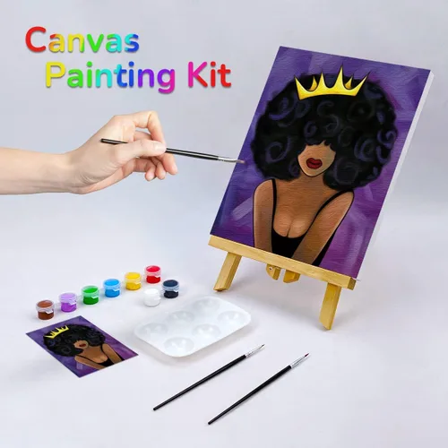 Miniatura 2 de VOCHIC Kit de pintura en lienzo predibujado para pintar para adultos, kits de fiesta, pintura y sorbos, suministros de fiesta de 8 x 10 pulgadas