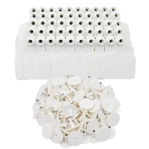 Miniatura 2 de Etiquetas de oído en blanco de plástico para ganado, etiquetas de identificación de animales para ganado, vacas, cerdos, cerdos, ovejas, cabras