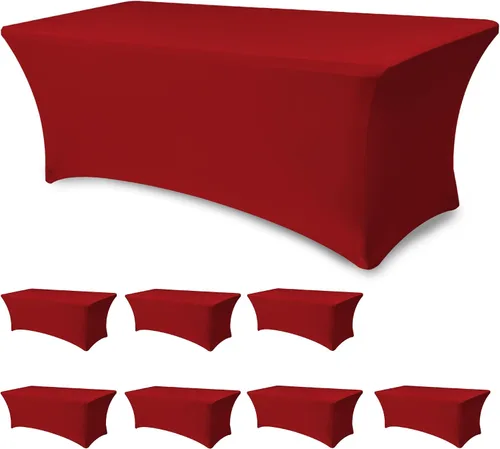 Miniatura 39 de Funda Elástica para Mesa para Mesas Rectangulares de 4 pies - Paquete de 8 Manteles de Spandex Azul Aguamarina con Elástico - Para Mesas Plegables