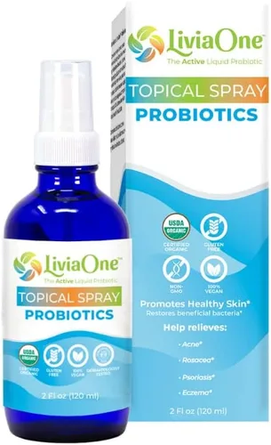LiviaOne Topical - Probióticos líquidos en aerosol, probióticos orgánicos certificados por USDA, probióticos veganos sin gluten ni alérgenos, sin