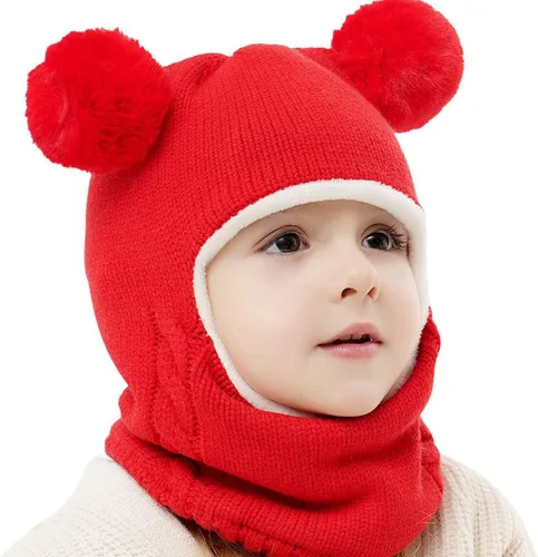 Miniatura 11 de Invierno Earflap Hat Invierno Con Capucha Bebé Sombrero Cálido Niño Bufanda Bufanda Flap Kid Cap Knit Girl Caps Cuidado del Bebé