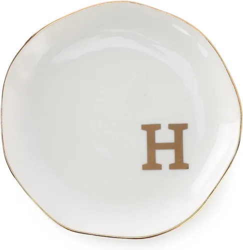 Miniatura 10 de Bandeja de joyería con iniciales para anillos con monograma en S, regalos de compromiso de boda para mujeres, amigas, hermana, cerámica blanca