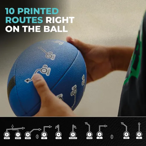 Miniatura 3 de PlayCoach Fútbol Juvenil en Tallas Junior y Peewee con 10 Rutas Básicas de Pase para Niños de 6 a 12 años - Aprobado por Drew Brees, Fútbol de Cuero