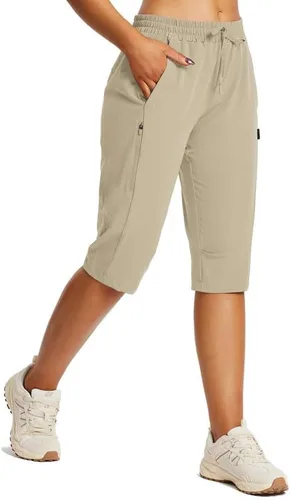 BALEAF Pantalones cortos de 15 pulgadas de largo para mujer, pantalones cortos capri por debajo de la rodilla, ligeros, de secado rápido, cintura