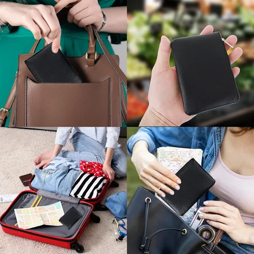 Miniatura 7 de simarro Monedero de cuero con cremallera, monedero de PU con patrón de lichi, monedero portátil para cambio, mini monedero, bolsillo para monedas