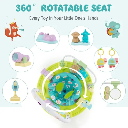 Miniatura 3 de BABY JOY Centro de actividades para bebé Bouncer, centro de actividades y mesa 3 en 1 Tapete de juego para bebés, platillo de actividad de rebote