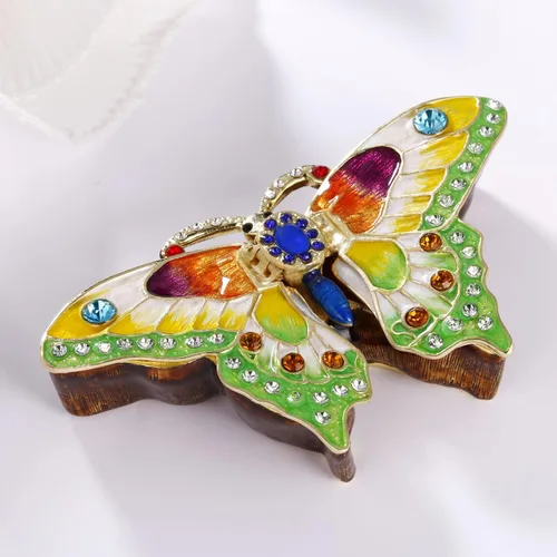 Miniatura 3 de Caja de abalorios de animales pintada a mano para decoración del hogar, organizador de joyas esmaltadas con bisagras, almacenamiento para aretes