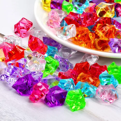 Miniatura 3 de 180-190 gemas falsas acrílicas multicolores, rocas de hielo trituradas, joyas de plástico para rellenos de jarrones, dispersión de mesa, relleno