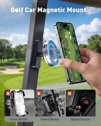 Miniatura 4 de Soporte magnético de aleación para carrito de golf: soporte de teléfono para carrito de golf con rotación de 360°, regalos únicos de golf