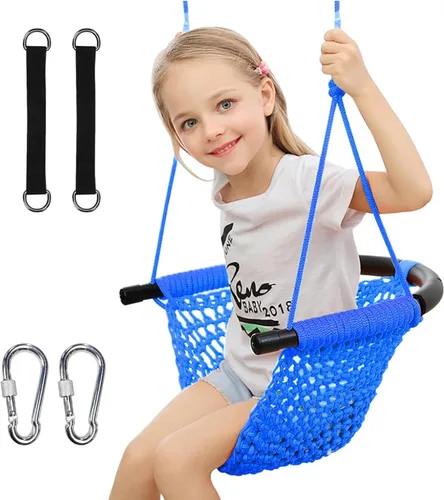 Columpio tejido a mano para niños pequeños, asiento de columpio para niños con cuerdas ajustables, conjunto de columpios Little tikes, para exterior
