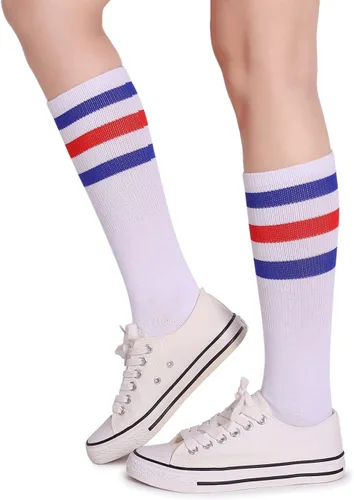 Miniatura 2 de Pareberry calcetines clásicos de algodón suave hasta la pantorrilla, estilo retro, blancos