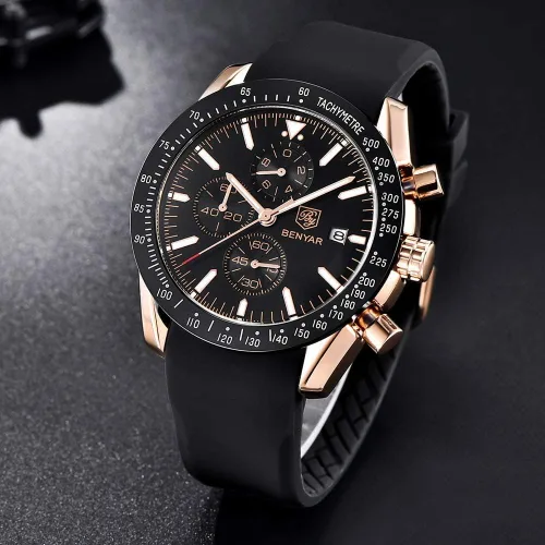 Miniatura 4 de BY BENYAR - Reloj para hombre, cronógrafo analógico de cuarzo, impermeable, luminoso, de diseñador, relojes de pulsera para hombre, para negocios