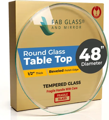 Miniatura 99 de Fab Glass - Mesa redonda de cristal de 48 in, grosor de 3/4 in, cristal pulido plano templado, Vidrio, Transparente