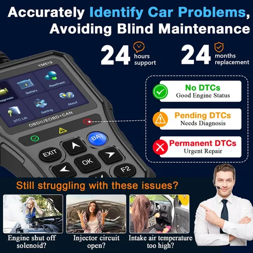 Miniatura 7 de AMTIFO Escáner OBD2 con Probador de Batería - Verificar Luz del Motor y Preparación de Emisiones, Plug & Play, Salud de la Batería, Datos en Tiempo