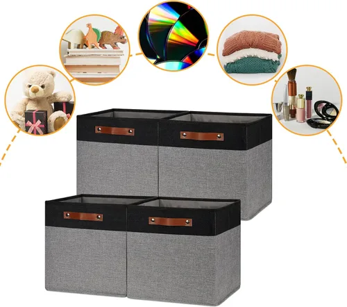 Miniatura 5 de DULLEMELO Cajas de almacenamiento para estantes, almacenamiento de armario, contenedores resistentes para organización del hogar para regalos