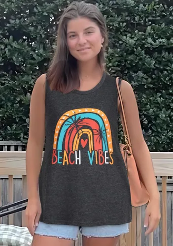 Miniatura 8 de Camisetas sin mangas para mujer, camisetas de verano sin mangas, casuales, holgadas, blusas tipo túnica
