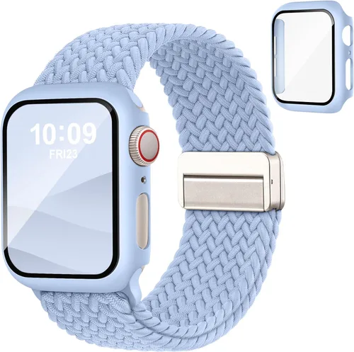 Miniatura 14 de Acextro Correa trenzada magnética y estuche compatible con Apple Watch Bands para mujeres y hombres 40mm 44mm 41mm 45mm 42mm 46mm, cubierta