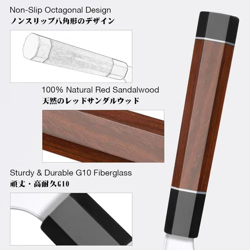 Miniatura 3 de SHAN ZU - Cuchillo de chef japonés de 8 pulgadas, cuchillo de cocina profesional de 9 capas de acero de alto carbono 10Cr15MoV, cuchillo de cocina