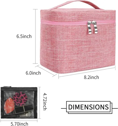 Miniatura 2 de Bolsa de maquillaje de viaje para maquillaje, bolsa de cosméticos, organizador de maquillaje con bolsa de malla, bolsa de soporte para brochas
