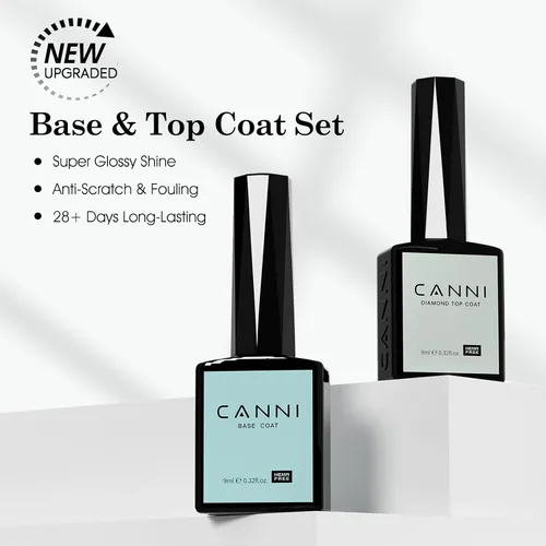 Miniatura 2 de CANNI - Juego de 2 capas de esmalte de uñas de gel sin necesidad de limpieza y capa base, acabado brillante, duradero, esmalte de uñas de gel