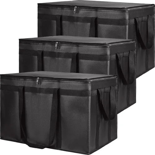 Miniatura 19 de Paquete de 1 bolsa aislada para entrega de alimentos con parte inferior dura, calentadores de alimentos comerciales XXXL para conductores de Negro