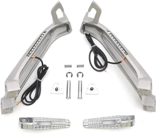 Miniatura 7 de HongK - Soporte de clavijas de pie de pasajero trasero plateado con luz de señal LED compatible con Suzuki Gsxr600 Gsxr750 2006 2007