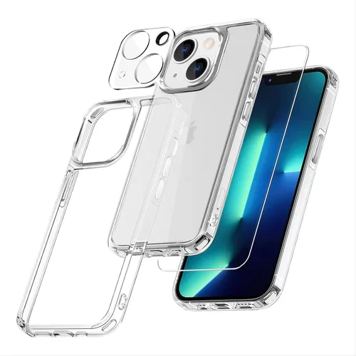Miniatura 3 de Funda transparente para iPhone 13 con protector de pantalla y protector de lente Protección de grado militar 3 en 1, compatible con iPhone 13