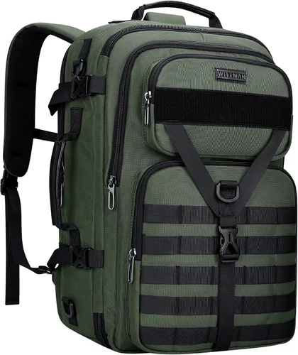 Miniatura 10 de WITZMAN Mochila de viaje de mano para hombre, grande, convertible de 45 litros, ajuste de 17 pulgadas, mochila 3 en 1, para aerolínea aprobada Negro