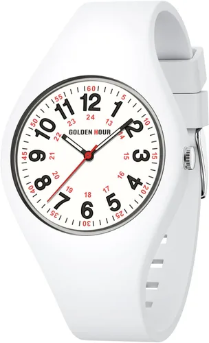 GOLDEN HOUR Relojes deportivos impermeables analógicos unisex para enfermeras, profesionales médicos, estudiantes, esfera militar brillante y fácil
