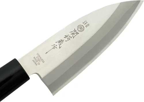 Miniatura 4 de KAKUSEE Seki Tsubazo - Cuchillo Deba pequeño de 3.9 pulgadas y juego de tela de pintura japonesa, cuchillo de chef japonés para pescado y carne
