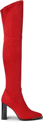 Miniatura 2 de DREAM PAIRS Botas por encima de la rodilla para mujer, con puntera cuadrada alta, tacón alto, largas y sexys, botas de otoño, Metálico