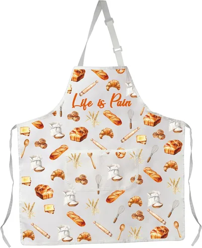 Divertido delantal de cocina de pan para amantes del pan, regalo de panadero, regalo para hornear, la vida es el dolor del pan en delantal francés