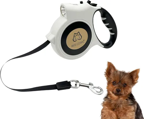 Miniatura 9 de Correa retráctil con luz LED para perros pequeños a medianos, extensible de 16 pies para paseos nocturnos seguros (negro)