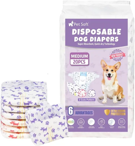 Miniatura 8 de Pet Soft Pañales desechables para perras – Pañales desechables para perritos con indicador de humedad, pañal para cachorros y gatos súper