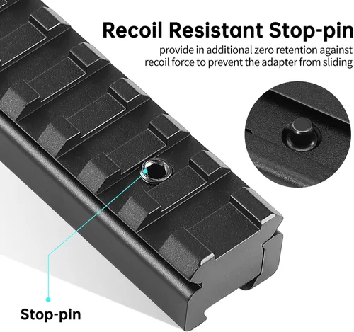 Miniatura 6 de Bontok 11mm Dovetail to 21mm Upgraded Build-in Locking Screws Picatinny Rail Low Profile Scope Mount Converter Base 3/8" to 7/8" Converter
