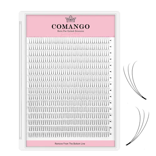 Miniatura 19 de CoMango Extensiones de pestañas de volumen 3D/4D/5D/6D/10D, grosor de 0.003 in, rizo C/D, tallo corto de 0.315-0.591 in, extensiones de pestañas