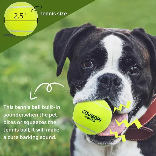 Miniatura 5 de Pelotas de tenis para perros, paquete de 12 unidades, juguetes interactivos chirriantes para entrenamiento, ejercicio, juego en interiores