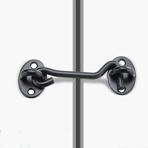 Miniatura 5 de Cerradura de puerta de granero, gancho de acero de 3 pulgadas y pestillo para puerta, color negro