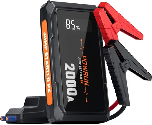 Powrun P-X Arrancador de Salto, Caja de Salto Portátil de 2000A - Paquete de Batería de Arrancador de Coche para hasta 6.0L de Gasolina y 5.0L de