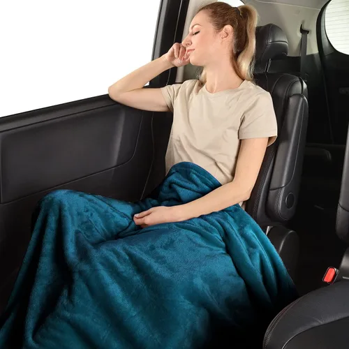 Miniatura 4 de SOCHOW Manta de Franela de Forro Polar Tamaño Throw, Súper Suave y Acogedora para Todas las Estaciones para Cama o Sofá, Coral Azul, 50x60 pulgadas