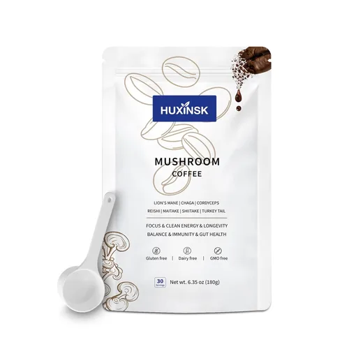 Café de hongos, café instantáneo orgánico con melena de león, reishi, cordyceps, colágeno, β-glucano (prebiótico) para concentración, energía, apoyo