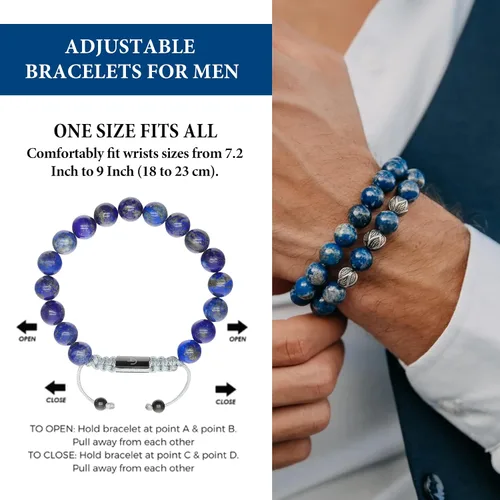 Miniatura 4 de Pulsera de cuentas para hombre Usuario con nombre, fama, fortuna y dinero 100% natural envuelto Pulsera de cuentas de piedras preciosas