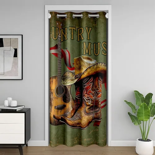 Miniatura 34 de Castle Fairy Cowboy Boots Door Curtain for Doorways Privacy Bohemia Musical Guitar Doorway Curtain Western Rustic Cowgirl All Season Blackout