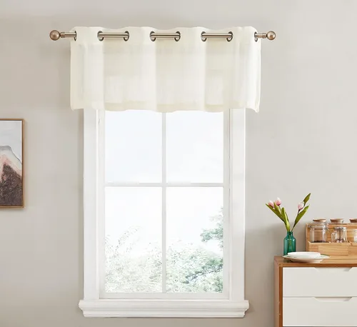 Miniatura 25 de HLC.ME - Cortinas de lino sintético con textura semitransparentes que mantienen la privacidad y filtran la luz, con ojales, cortas y de tela delgada