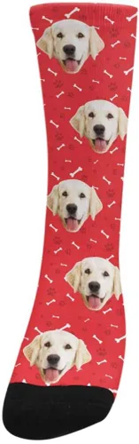 Miniatura 2 de Calcetines personalizados con foto de la mascota, huellas de pisadas de gato y perro, patas, huesos, calcetines largos con imagen para hombres