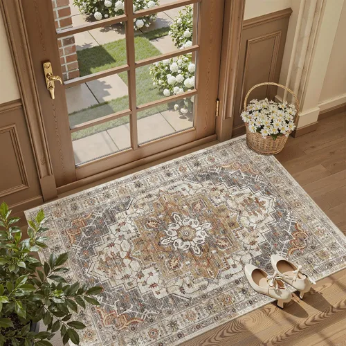 Miniatura 701 de Madane Tapete lavable de 2 x 10 pies para pasillo, cocina, recibidor, clásico, suave, antideslizante para interiores, casa de campo, baño, sala