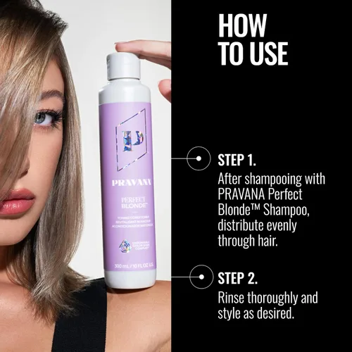 Miniatura 5 de PRAVANA The Perfect Blonde Purple Toning Conditioner Neutralizes Brassy, Yellow Tones For Color Treated Hair Chromasilk Enhances Shine &